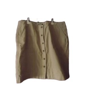 Ralph Lauren LRL Skirt Womens Size 18W Plus Size Tan Khaki Button Front Vintage